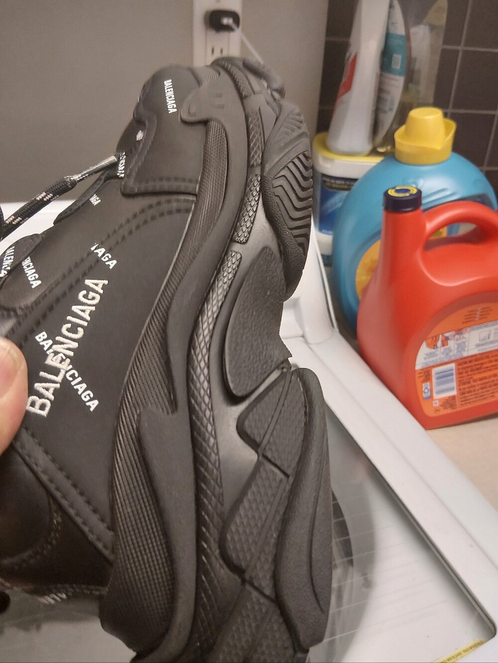Balenciaga Black Triple S Lace-Up allover Logo Sneakers(Yes Their Real!!!) - Picture 11 of 16